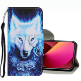 Funda de cuero para teléfono con patrón de dibujo en color, para iPhone 13